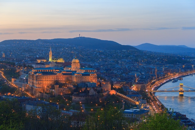 Image of the landscape of Budapest in Hungary with the Buda castle