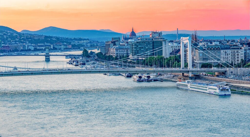 Image of Budapest and the Danube River in sunset