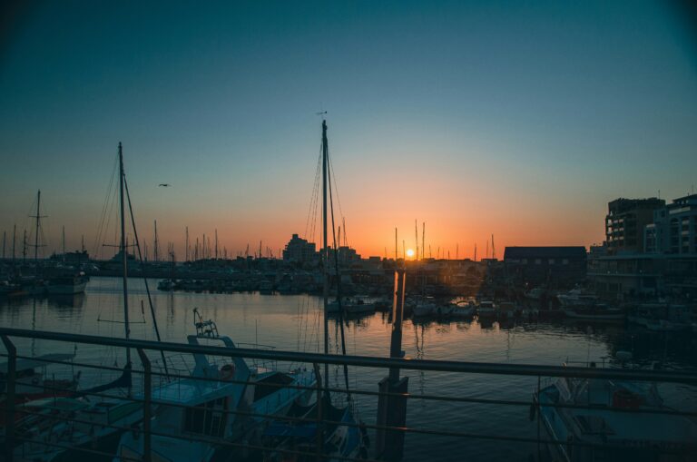 Limassol harbour in Cyprus at golden hour, an EU permanent residency destination