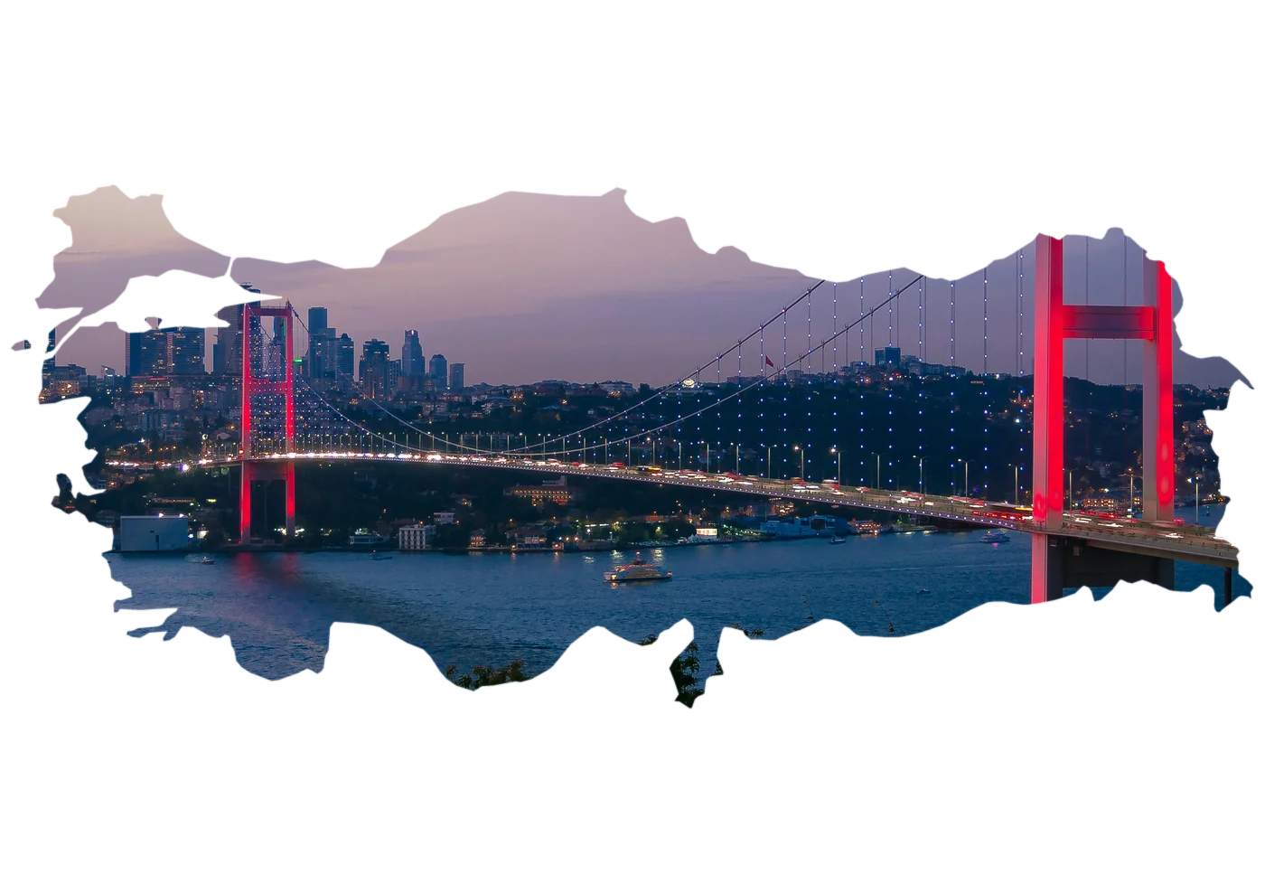 Istanbul skyline along the Bosphorus, Turkey